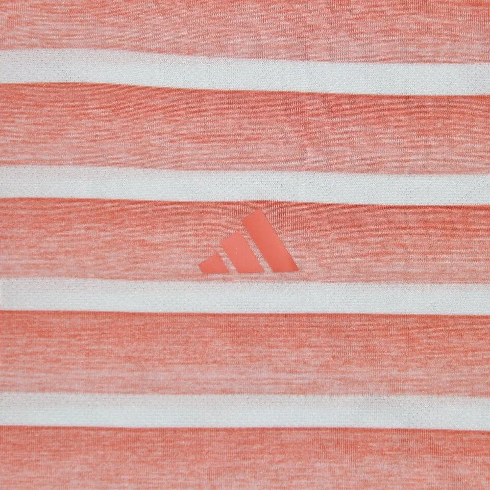 Adidas Two Color Striped Golf Polo Shirt Mens M L Coral Fusion White